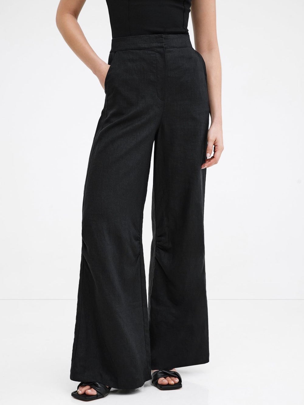 Marcella NYC Runa Linen Blend Pants Wide Leg European Linen Size L